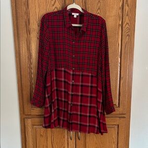 J. Jill Red and Black Plaid Tunic